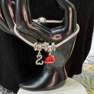 KAY JEWELERS CHARMED MEMORIES BRACELET AND 5 CHARMS FIREFIGHTER CROSS STERLING